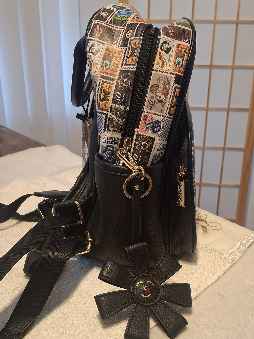 Black Betty Boop Stamp-Print Mini Backpack